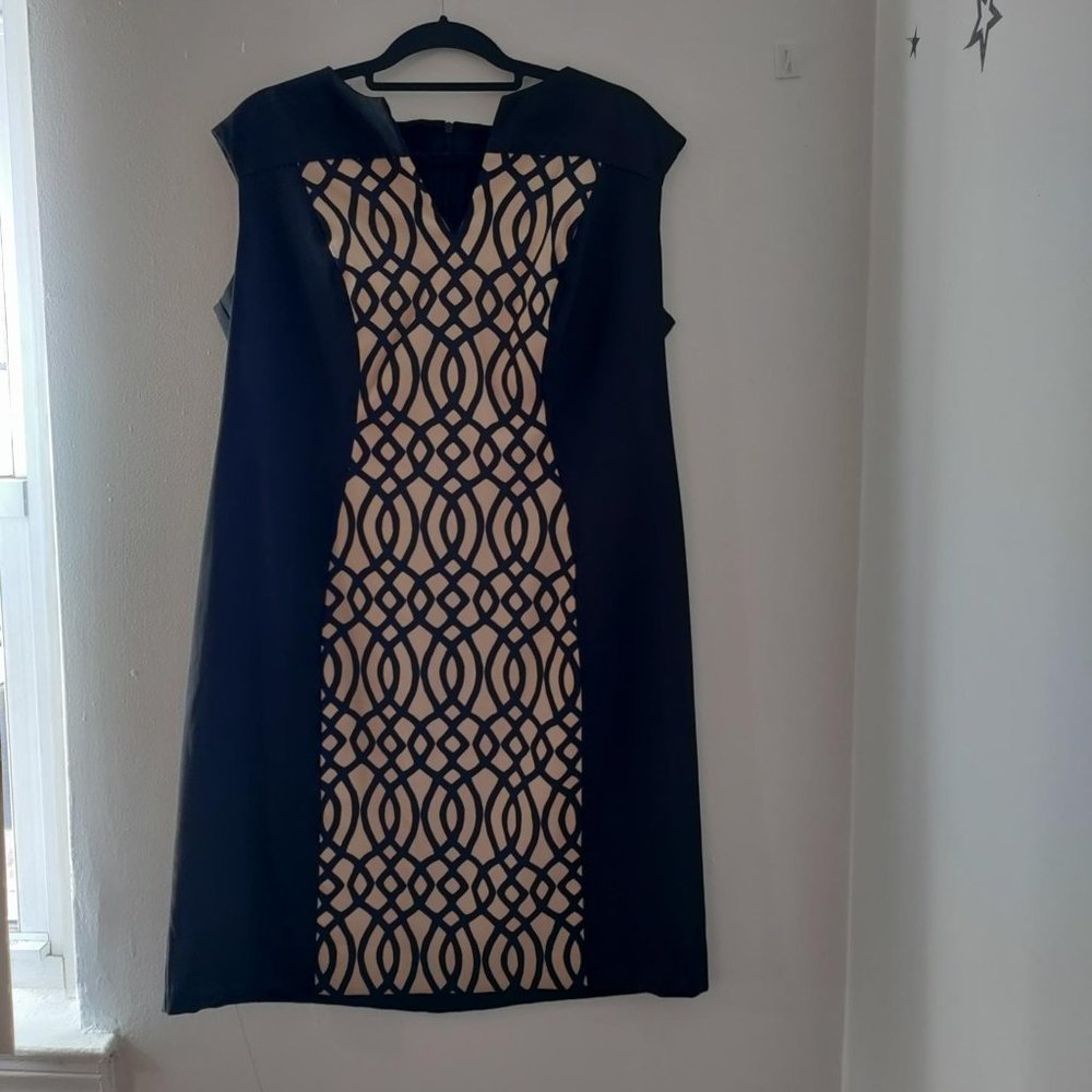 Size 16-Cream and Black Halter Dress